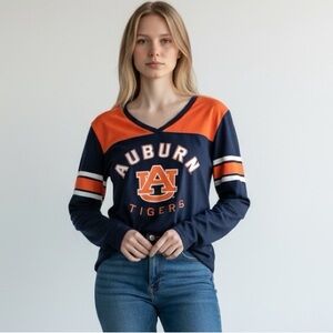 Colosseum Ladies Auburn Tigers V-Neck Long Sleeve T-Shirt - Size Large